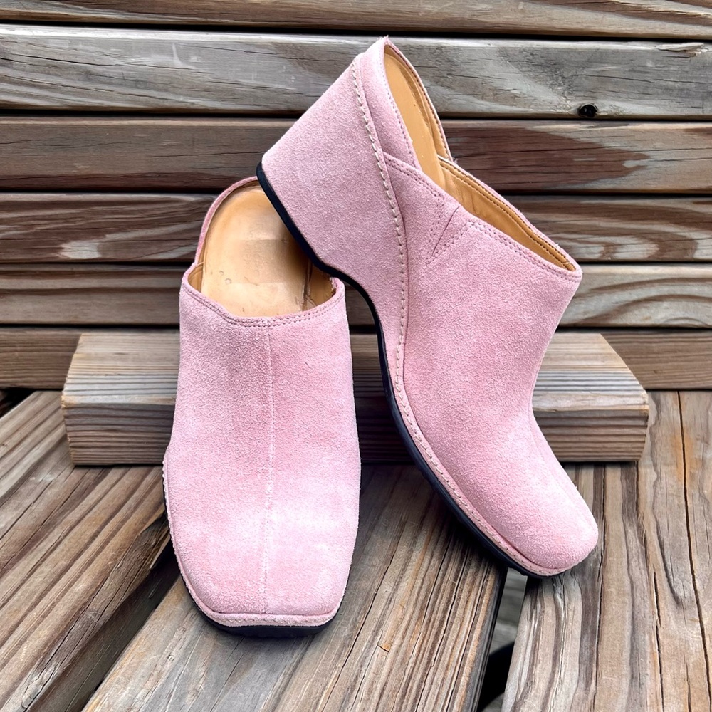 Rockport Sz 7 Tahoe City Pink Suede Wedge Mule! EUC! - Picture 3 of 15